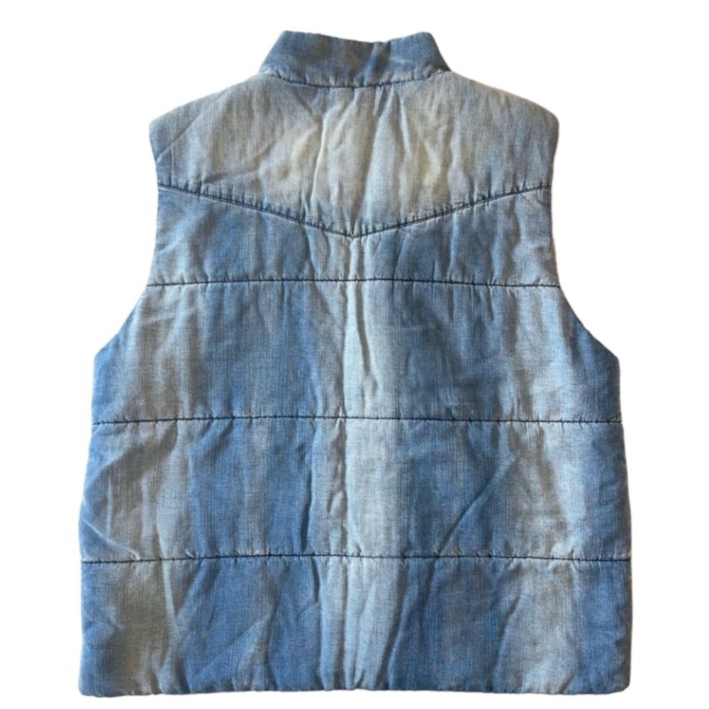 Cloth & Stone Anthropologie Women's Blue Quilted Chambray Denim Puffer Vest, L - Picture 2 of 4